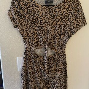 Kittenish Tan and Black Animal Print Dress
